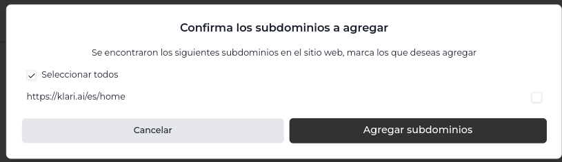 Seleccionar subdominios